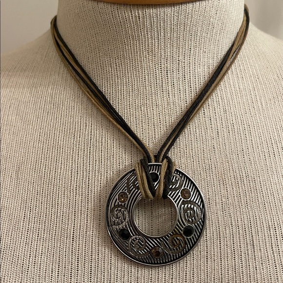 Lia Sophia “Tempo” Circle Pendant Corded Necklace - Retired - Picture 6 of 16